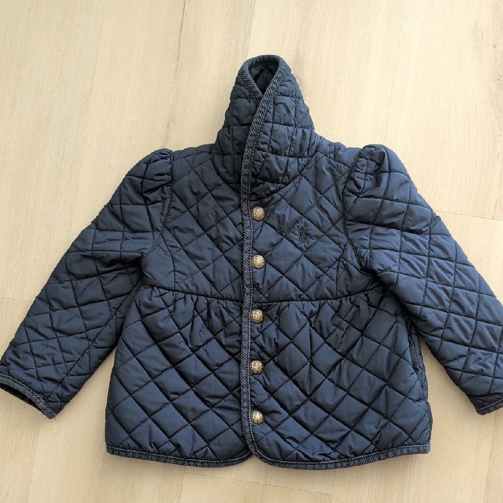 Kids Quilted Navy Button-Front Jacket
